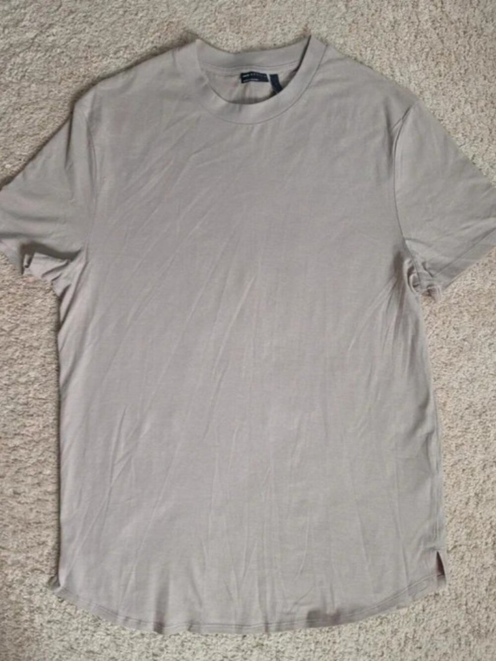 ASOS Design Mens Size Large Longline Muscle Fit T-Shirt Curved Hem Tan